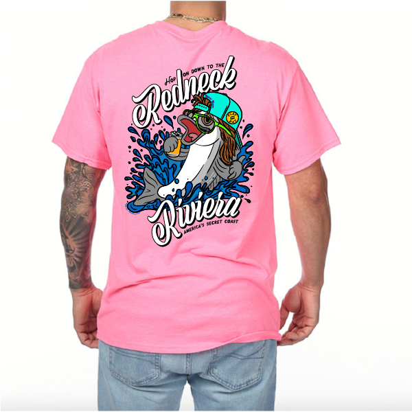 Redneck Riviera T-Shirt - Safety Pink